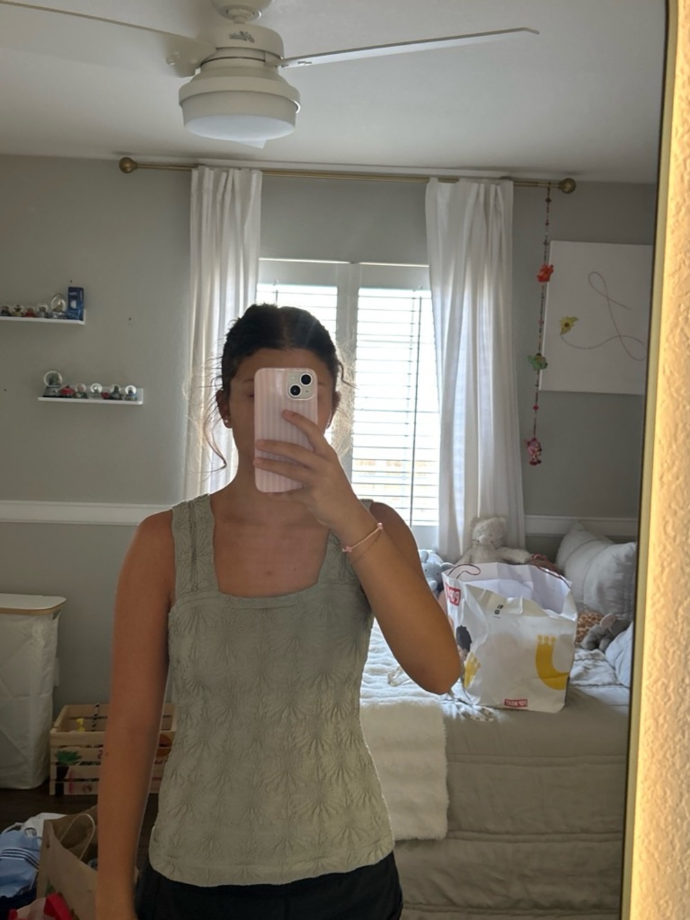 Altar'd State Sage Green Textured Tank Top